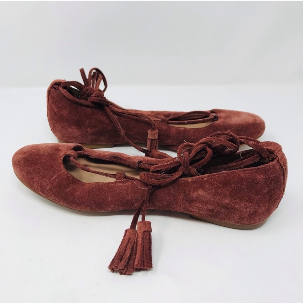 Madewell Suede Inga Lace-up Almond Toe Flats Size 7.5 - Picture 2 of 7